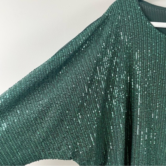 Jasambac Green Sequin Sparkly Special Occasion Top Holiday Party NYE Glam 2XL - Picture 7 of 16